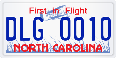 NC license plate DLG0010