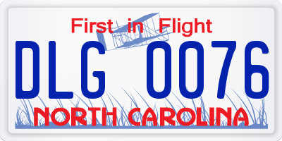 NC license plate DLG0076