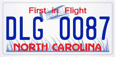 NC license plate DLG0087