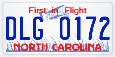 NC license plate DLG0172