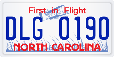 NC license plate DLG0190