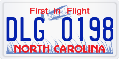 NC license plate DLG0198