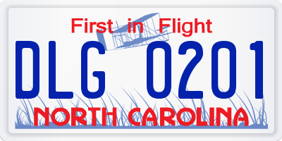 NC license plate DLG0201