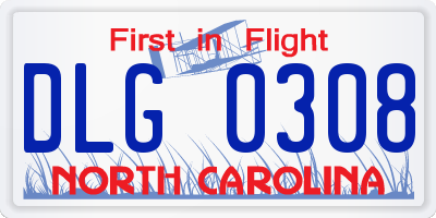 NC license plate DLG0308
