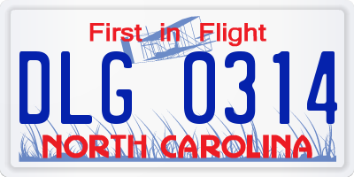 NC license plate DLG0314