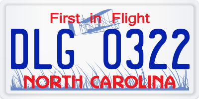 NC license plate DLG0322