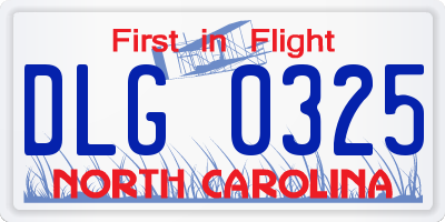 NC license plate DLG0325