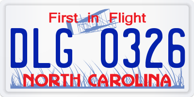 NC license plate DLG0326
