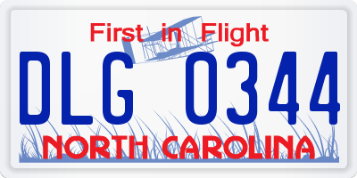 NC license plate DLG0344