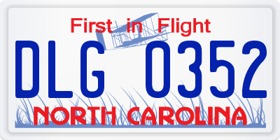 NC license plate DLG0352