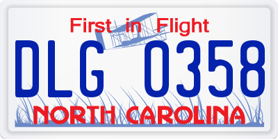 NC license plate DLG0358