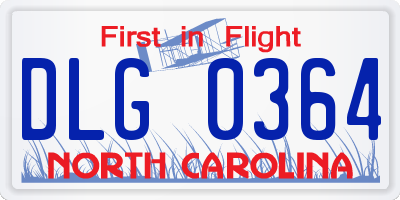 NC license plate DLG0364