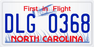 NC license plate DLG0368