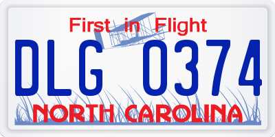 NC license plate DLG0374