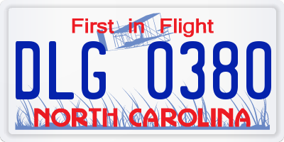 NC license plate DLG0380