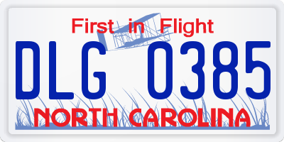 NC license plate DLG0385