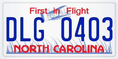 NC license plate DLG0403