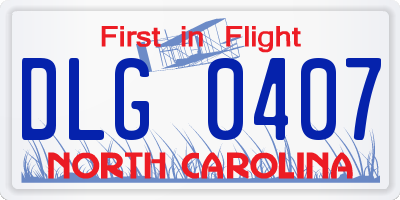 NC license plate DLG0407