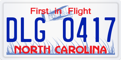 NC license plate DLG0417