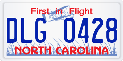 NC license plate DLG0428