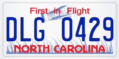 NC license plate DLG0429