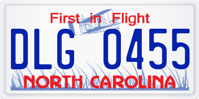 NC license plate DLG0455