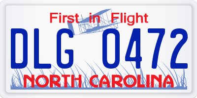 NC license plate DLG0472