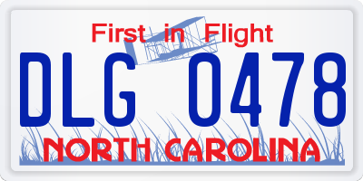 NC license plate DLG0478