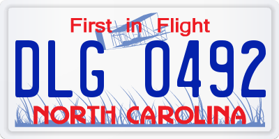 NC license plate DLG0492