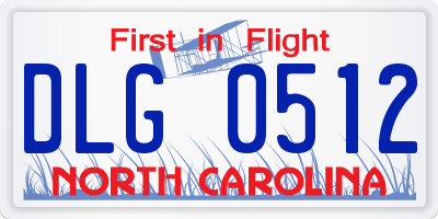 NC license plate DLG0512