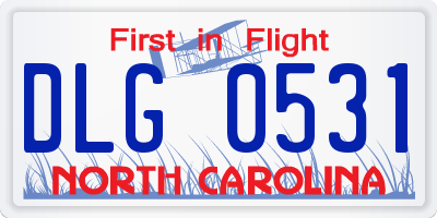 NC license plate DLG0531