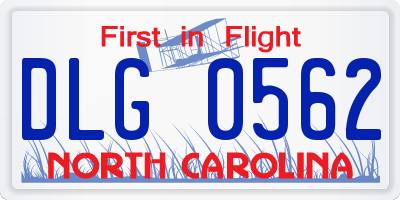NC license plate DLG0562