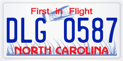 NC license plate DLG0587