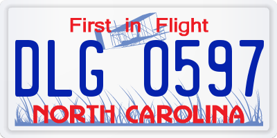NC license plate DLG0597