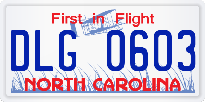 NC license plate DLG0603