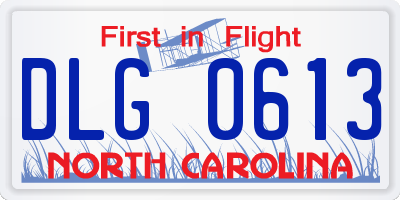 NC license plate DLG0613