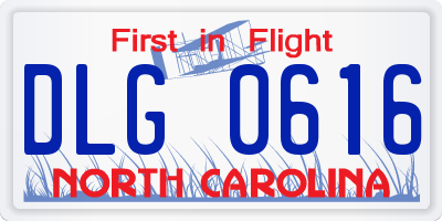 NC license plate DLG0616