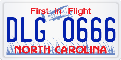 NC license plate DLG0666
