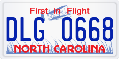 NC license plate DLG0668