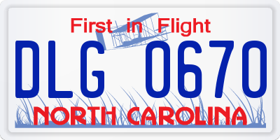 NC license plate DLG0670