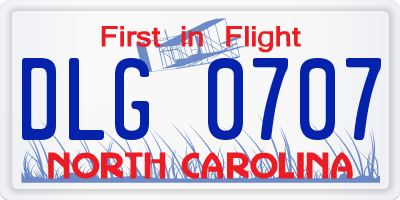 NC license plate DLG0707