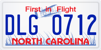 NC license plate DLG0712