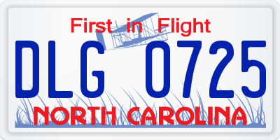 NC license plate DLG0725