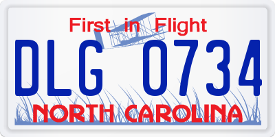 NC license plate DLG0734
