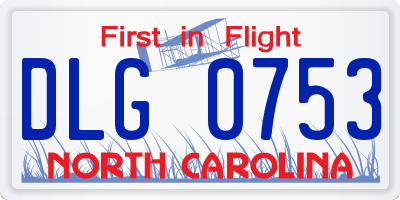 NC license plate DLG0753
