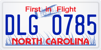 NC license plate DLG0785