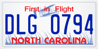 NC license plate DLG0794