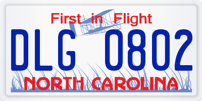 NC license plate DLG0802