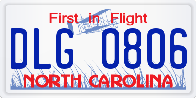 NC license plate DLG0806