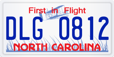 NC license plate DLG0812